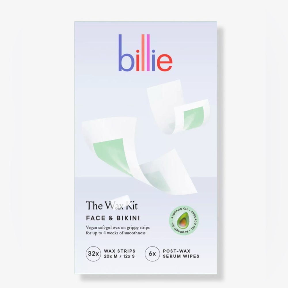 🆕 Billie Wax Kit - Face & Bikini SOFT-GEL WAX STRIPS + POST-WAX SERUM WIPES